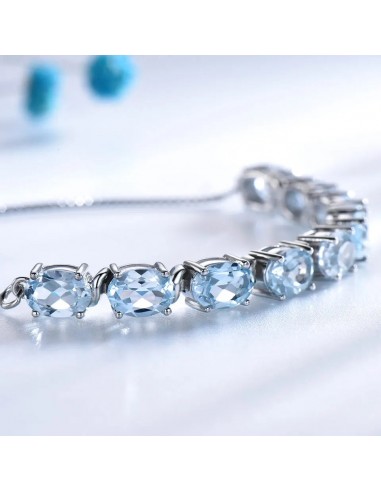 925 Sterling Silver Sky Blue Topaz Bracelet for Women Dans la société mordern