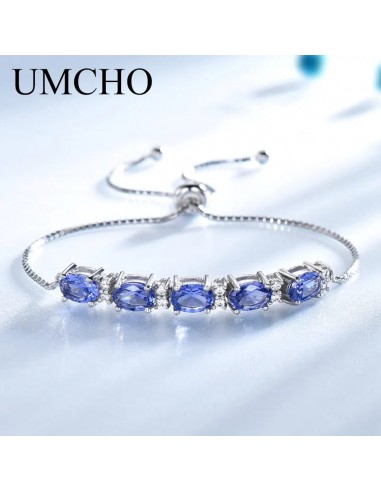 Sterling Silver Nano Tanzanite Oval Bangle Bracelets for Women de l' environnement