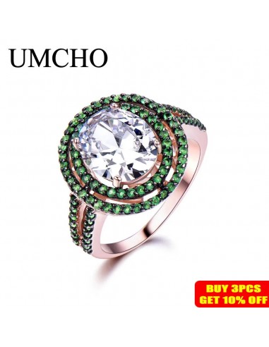 Sterling Silver Cubic Zircon and Emerald Ring for Women plus qu'un jeu 