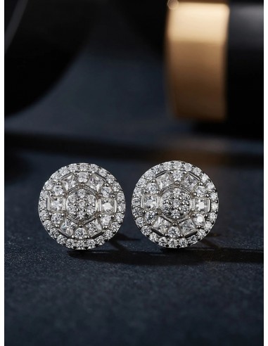 925 Sterling Silver 10mm Moissanite Round Stud Earrings for Women Les êtres humains sont 