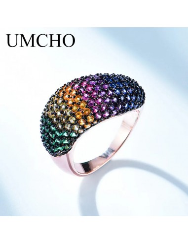 925 Sterling Silver Nano Colorful Gemstone Ring for Women de technologie