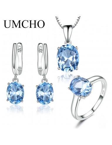 925 Sterling Silver Sky Blue Topaz Wedding Jewelry Set for Women 2 - 3 jours ouvrés.