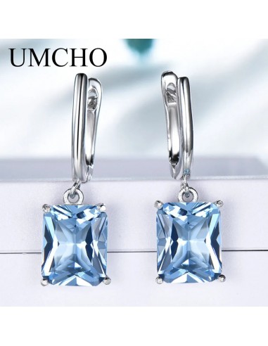 925 Sterling Silver Blue Topaz Drop Earrings for Women vente chaude votre 