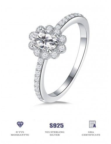 Sterling Silver Moissanite Oval Sunflower Ring for Women en ligne des produits 