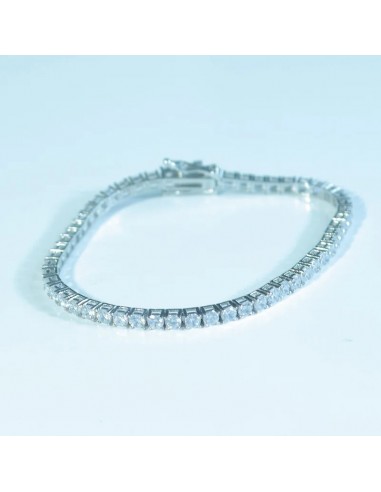 925 Sterling Silver White Zircon Tennis Bracelet, 3mm, 16-18cm for Women acheter