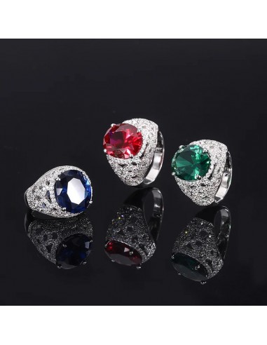 Sterling Silver Full Diamond Tanzanian Blue, Pigeon Blood Red Treasure Ring for Women prix pour 