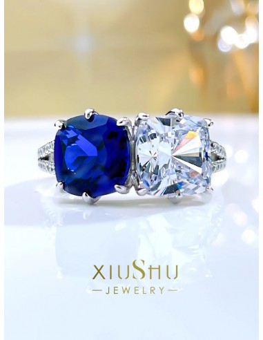 925 Silver Double Stone Colorful Treasure Ring for Women ou a consommer sur place