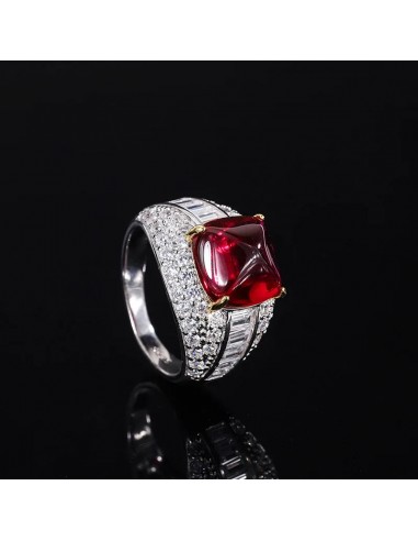 Sterling Silver Pigeon Blood Red Gemstone Sugar Tower Ring Set for Women Venez découvrir notre 