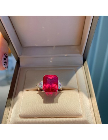 S925 Silver 5A Zircon Inlaid Ruby & Emerald Ring for Ladies en ligne des produits 