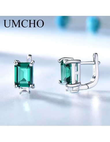 Sterling Silver 0.60 ctw Nano Emerald Clip Earrings for Her Faites des économies