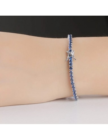 Sterling Silver 2mm Sapphire Tennis Bracelet for Women de pas cher