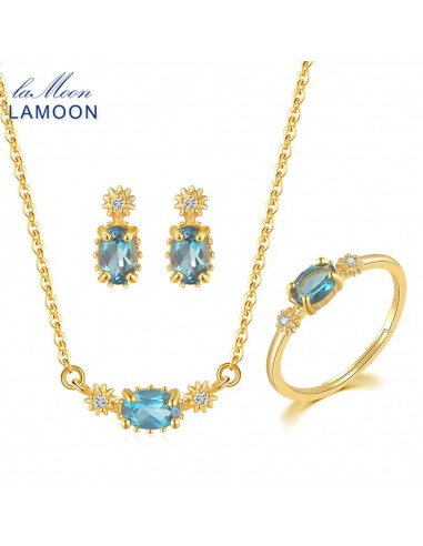 925 Silver and 14K Gold London Blue Topaz Jewelry Set for Women Comparez plus de prix