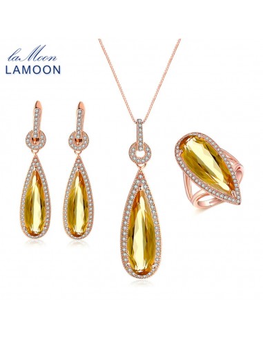 925 Sterling Silver Pear Citrine Jewelry Set for Women la colonne vertébrale