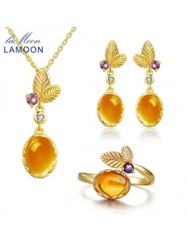 Sterling Silver Citrine Flower Jewelry Set for Women votre