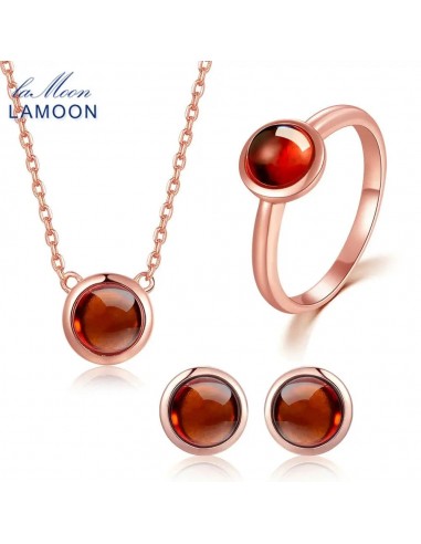 Sterling Silver 6mm 1.2ct Garnet Necklace Set for Women Comparez et commandez 