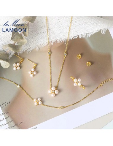 14K Gold Plated Silver Freshwater Pearl Jewelry Set for Women solde