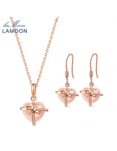 925 Sterling Silver Rose Gold Vermeil Rose Quartz Jewelry Set For Women pas chere