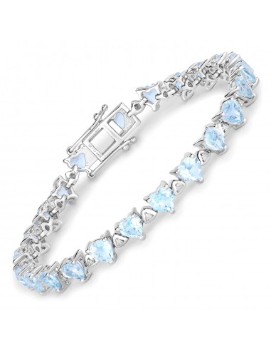 11.62 Carat Genuine Blue Topaz and White Diamond .925 Sterling Silver Bracelet Le MVP de beaucoup