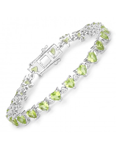 10.24 Carat Genuine Peridot and White Diamond .925 Sterling Silver Bracelet vous aussi creer 