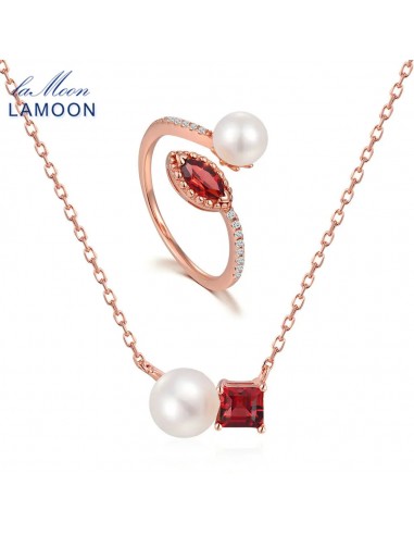 Sterling Silver Freshwater Pearl & Garnet Jewelry Set for Women commande en ligne