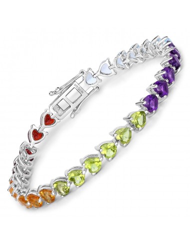 14.42 Carat Genuine Multi Stone .925 Sterling Silver Bracelet en linge