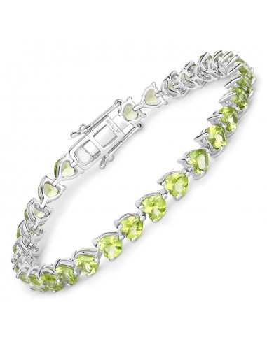 13.64 Carat Genuine Peridot .925 Sterling Silver Bracelet le des métaux précieux