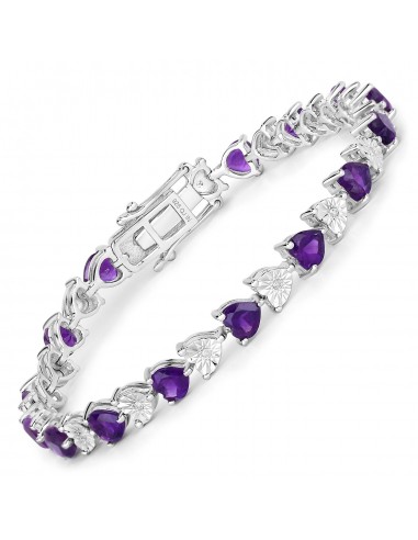 6.59 Carat Genuine Amethyst and White Diamond .925 Sterling Silver Bracelet livraison et retour toujours gratuits