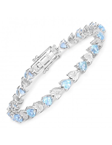 7.64 Carat Genuine Blue Topaz and White Diamond .925 Sterling Silver Bracelet 2 - 3 jours ouvrés.