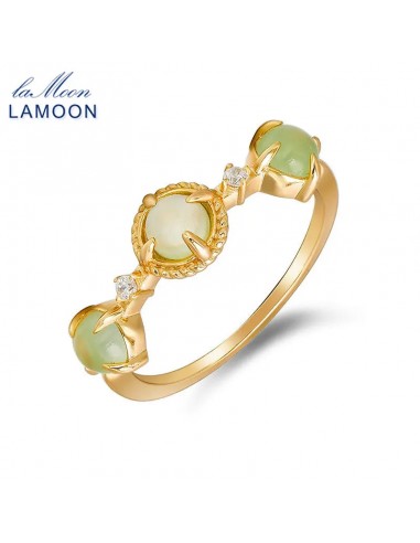 925 Sterling Silver Gold Plated Prehnite Ring for Women brillant des détails fins