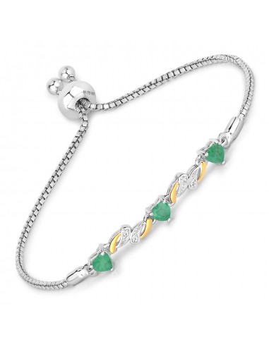 0.79 Carat Genuine Emerald and White Sapphire .925 Sterling Silver Bracelet Découvrez la collection