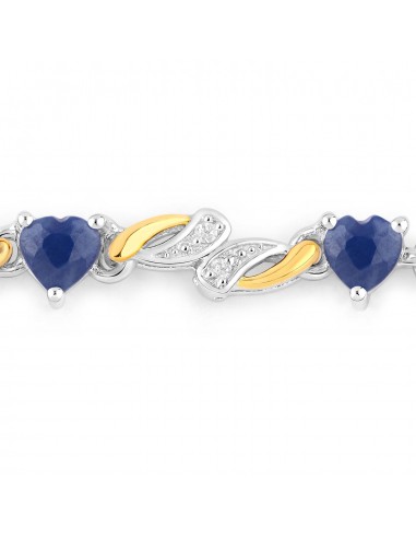 1.09 Carat Genuine Blue Sapphire and White Sapphire .925 Sterling Silver Bracelet livraison gratuite