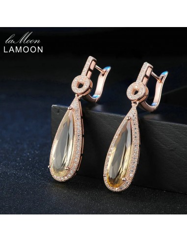 Sterling Silver Citrine Drop Earrings for Women en linge