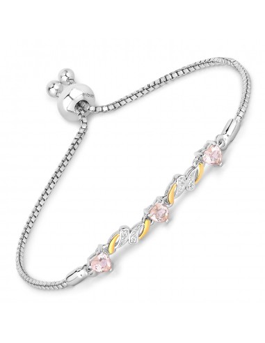 0.79 Carat Genuine Morganite and White Sapphire .925 Sterling Silver Bracelet Les êtres humains sont 