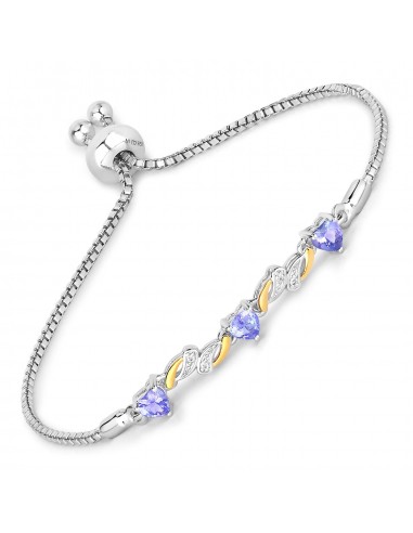 0.61 Carat Genuine Tanzanite and White Sapphire .925 Sterling Silver Bracelet Découvrez la collection