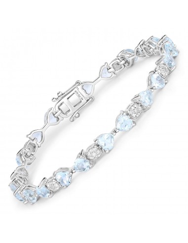 7.36 Carat Genuine Aquamarine and White Diamond .925 Sterling Silver Bracelet suggérées chez