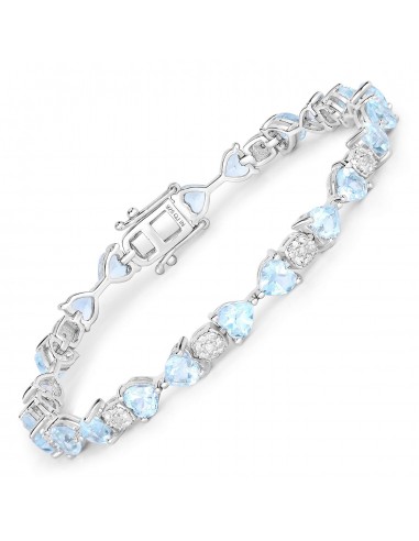 11.10 Carat Genuine Blue Topaz and White Diamond .925 Sterling Silver Bracelet Par le système avancé 