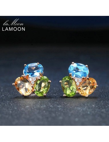 925 Sterling Silver Citrine, Peridot, Topaz Earrings for Women pas cher