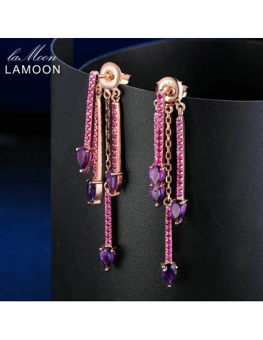 925 Sterling Silver Amethyst Drop Earrings for Women Les êtres humains sont 