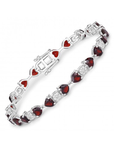 11.10 Carat Genuine Garnet and White Diamond .925 Sterling Silver Bracelet du meilleur 