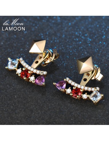 925 Sterling Silver Amethyst Garnet Topaz Earrings for Women est présent 