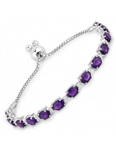 10.88 Carat Genuine Amethyst and White Topaz .925 Sterling Silver Bracelet livraison gratuite