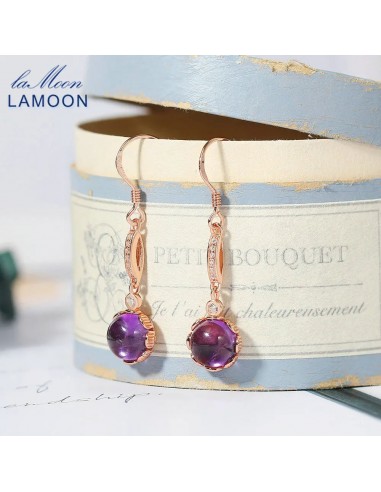 925 Silver Rose Gold Plated Amethyst Drop Earrings for Women offre 