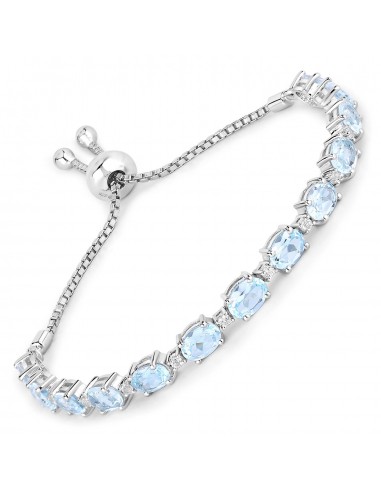 12.83 Carat Genuine Blue Topaz and White Topaz .925 Sterling Silver Bracelet l'achat 