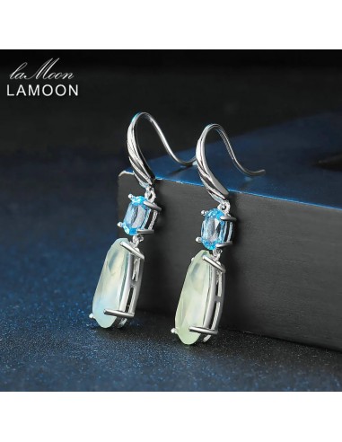 Sterling Silver Prehnite and Blue Topaz TearDrop Earrings for Women Découvrez la collection