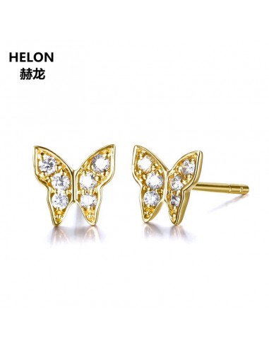 14k Yellow Gold Single Cut Diamond Stud Earrings for Women Fin de série