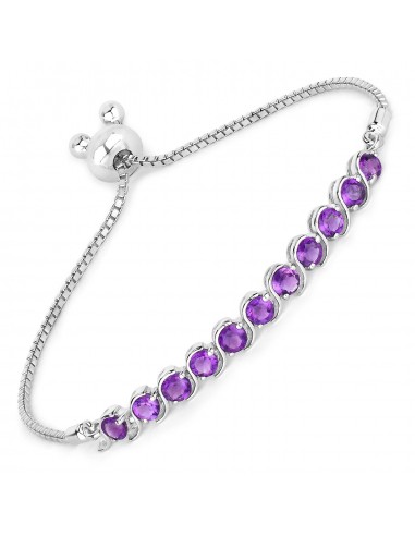 2.64 Carat Genuine Amethyst .925 Sterling Silver Bracelet JUSQU'A -70%! 