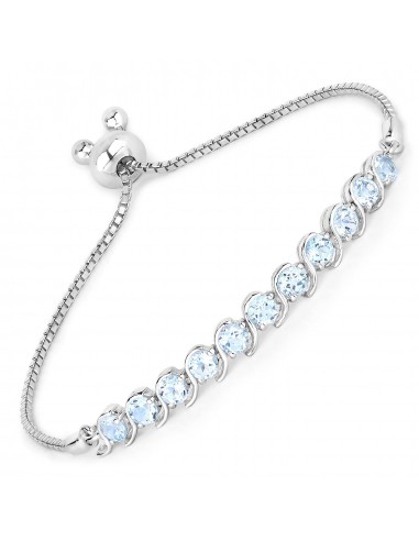 3.52 Carat Genuine Blue Topaz .925 Sterling Silver Bracelet de l' environnement