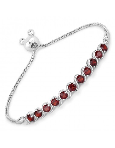 3.30 Carat Genuine Garnet .925 Sterling Silver Bracelet Faites des économies