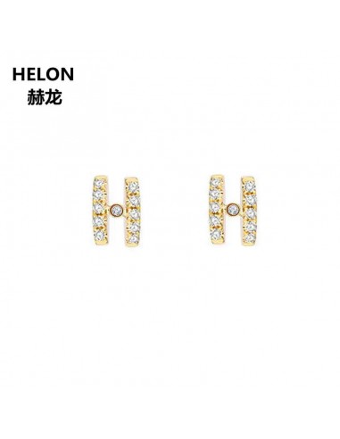 10k Yellow Gold Natural Diamond H Shape Stud Earrings for Women ou a consommer sur place