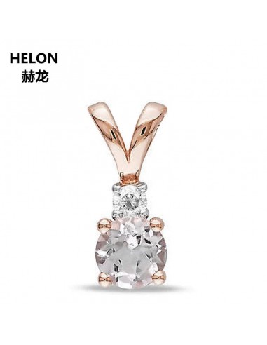 14k Rose Gold Half Carat Morganite Pendant with Natural Diamonds for Women en ligne des produits 